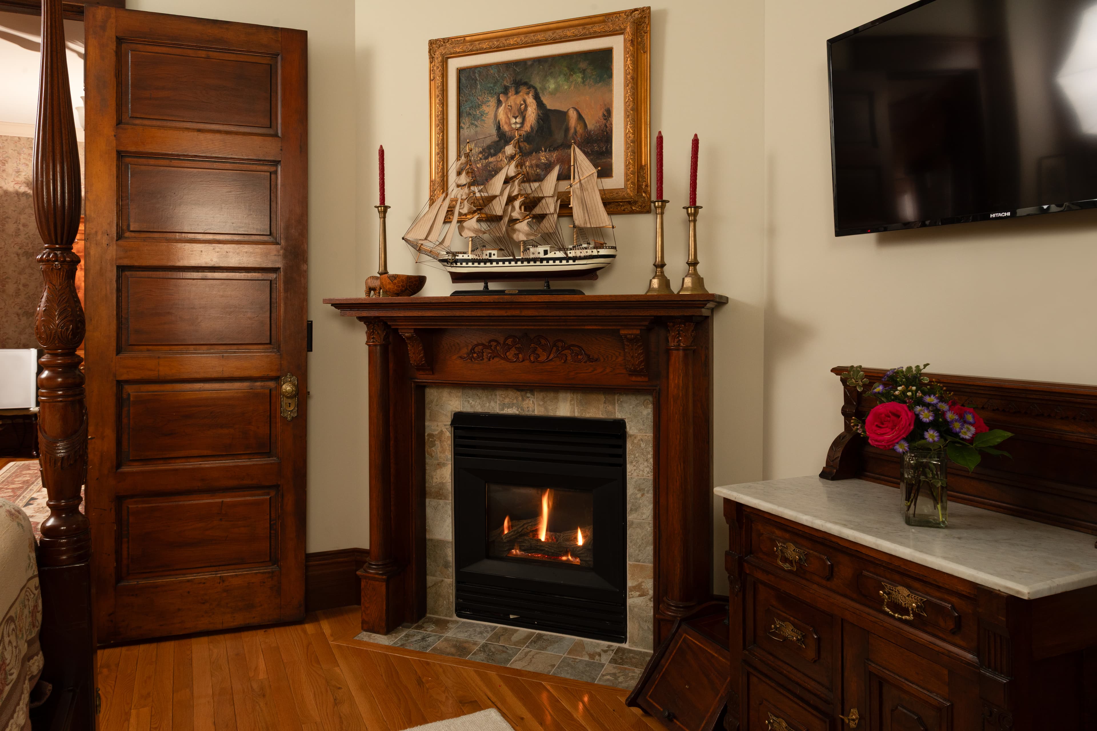 Fireplace in the Master Suite Bedroom.